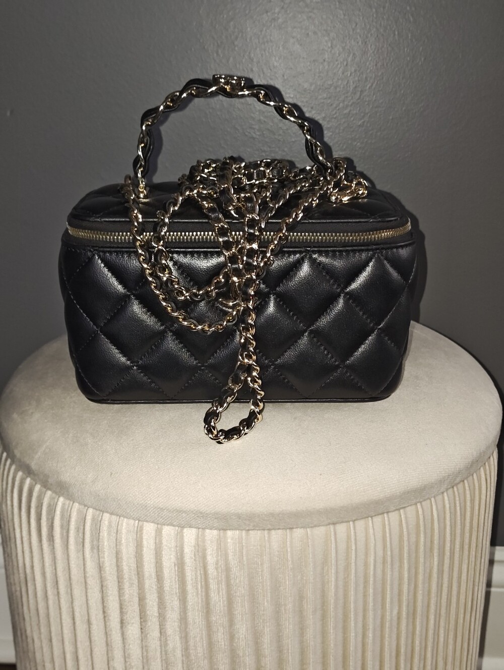 Mini VANITY Quilted Black Chain-Handle Bag